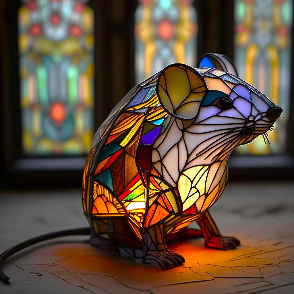 Luxeloom dierenlamp – glas-in-lood sfeerlamp met dierendesign, handgemaakt en warm licht
