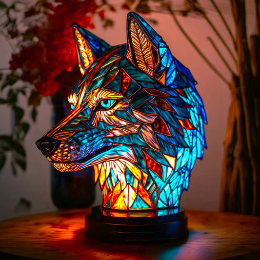 Luxeloom dierenlamp – glas-in-lood sfeerlamp met dierendesign, handgemaakt en warm licht