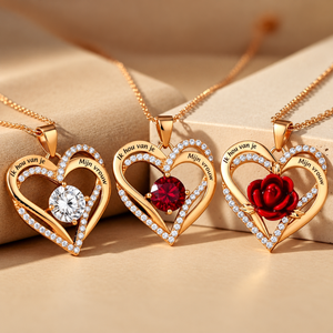 Ketting voor je Vrouw met Gravure “Ik Hou Van Je, Mijn Vrouw” - Verguld met 18K Goud