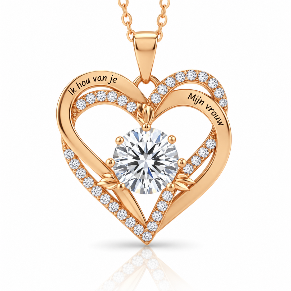 Ketting voor je Vrouw met Gravure “Ik Hou Van Je, Mijn Vrouw” - Verguld met 18K Goud