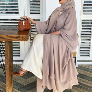 Open abaya jurk met hijab – luchtige damesjurk voor moslima, chiffon, losvallend