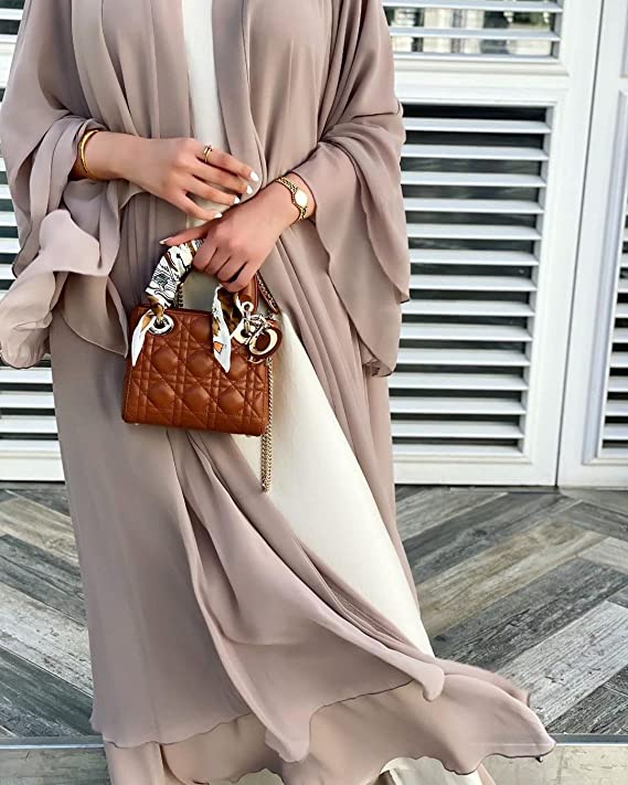 Open abaya jurk met hijab – luchtige damesjurk voor moslima, chiffon, losvallend
