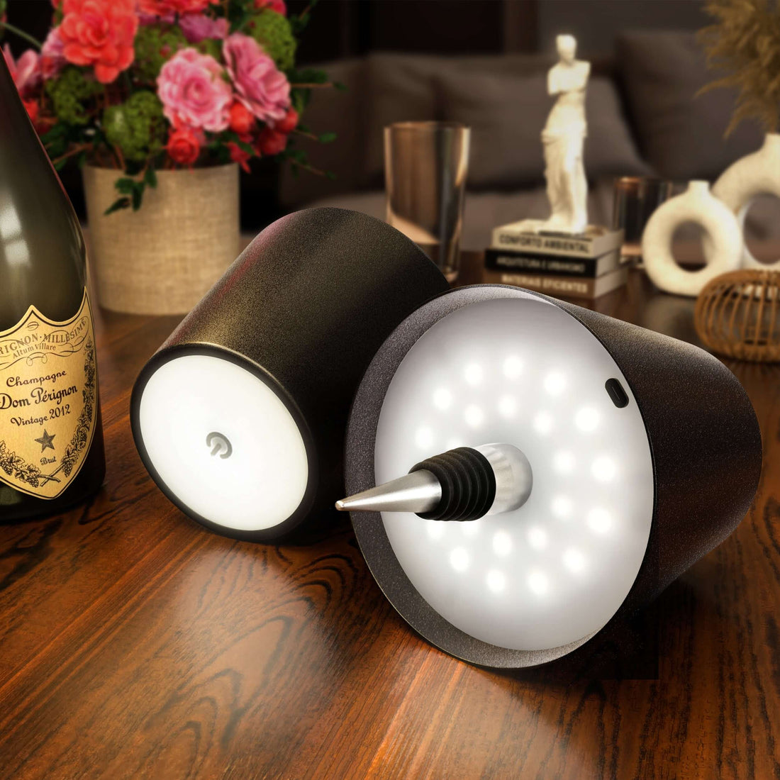 LED flessenlamp – Draadloos, USB-C oplaadbaar, multifunctioneel, wit