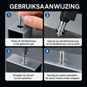 Rivetex Spreidmoeren M4, M5 en M6 met Krachtig Klinknagelpistool