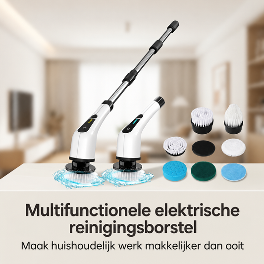 Scrubex Elektrische Schoonmaakborstel – 2500 mAh, 90 Minuten Gebruikstijd en 8 Verwisselbare Borstelkoppen