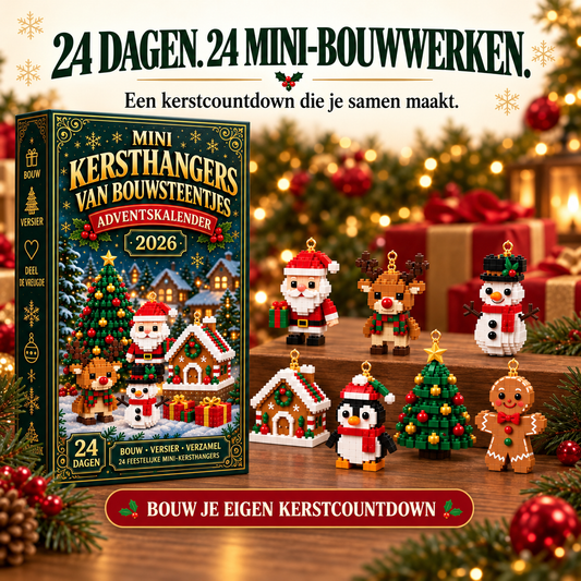 24-daagse Mini Kerstornament Adventskalender | 24 unieke, feestelijke bouwbare ontwerpen met ophanglusjes: perfect voor het versieren van kerstbomen, kransen en feestelijke displays