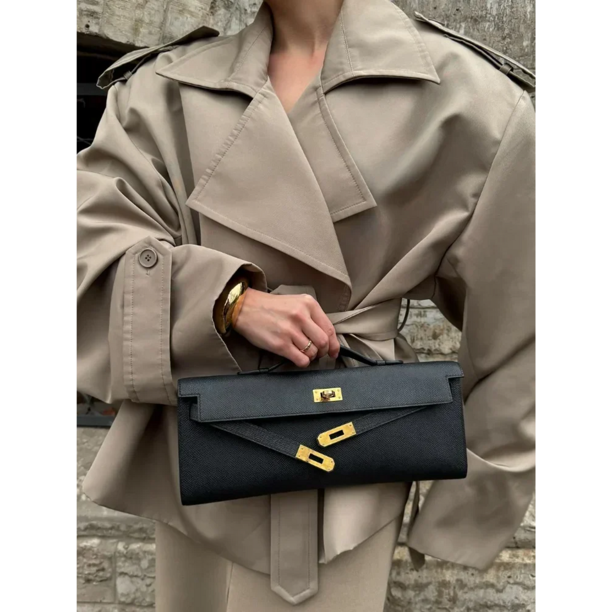 Dames Mantel Lang met Reverskraag Beige