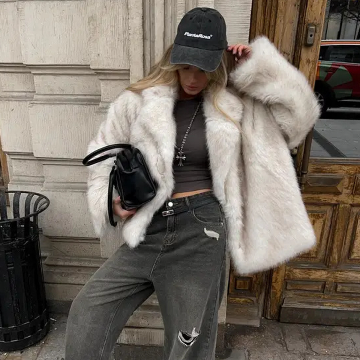 Dames Bontjas Lang Imitatiebont Oversized