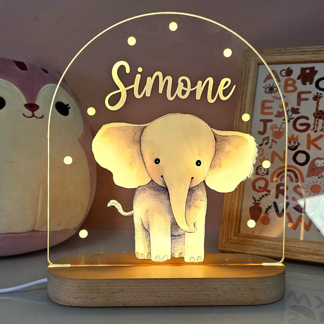 Droomdiertje Nachtlampje met Naam – Gepersonaliseerd Cadeau voor Kinderen