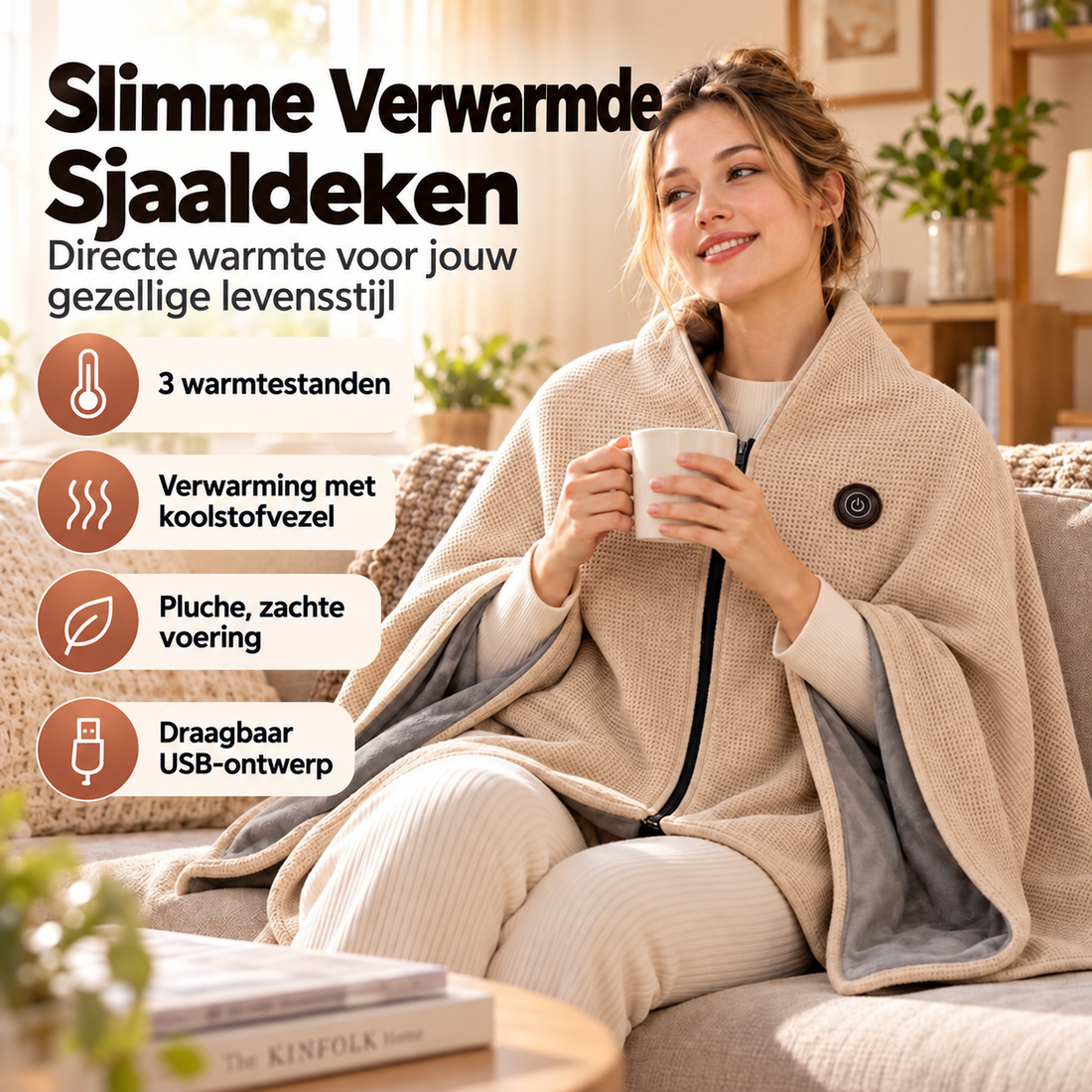 Warmsnug USB-elektrische verwarmde deken, omslagdoek en schouderwikkel
