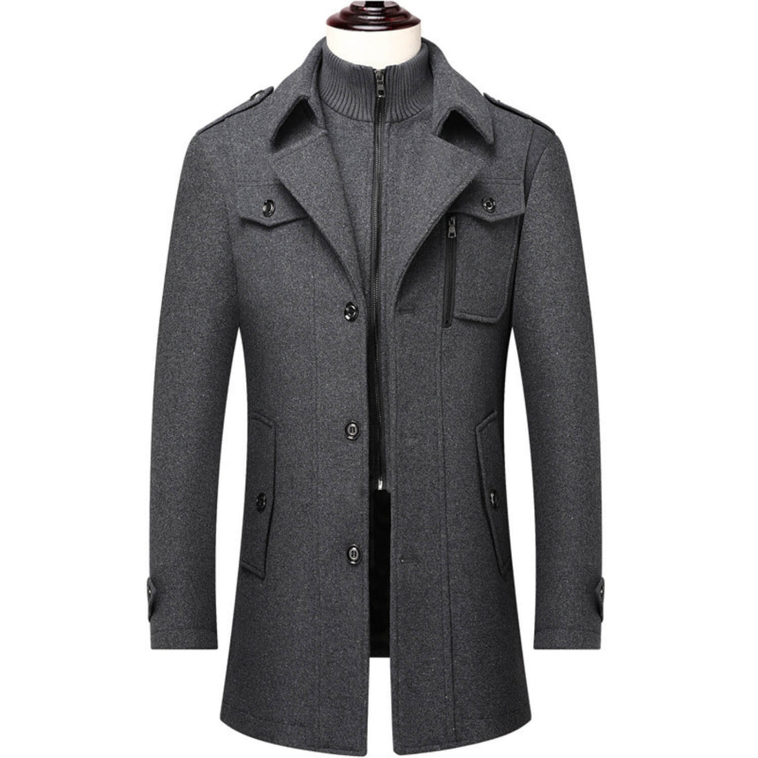 Coatway Winterjas van een wolmix, met dubbele kraag en klassieke Britse stijl
