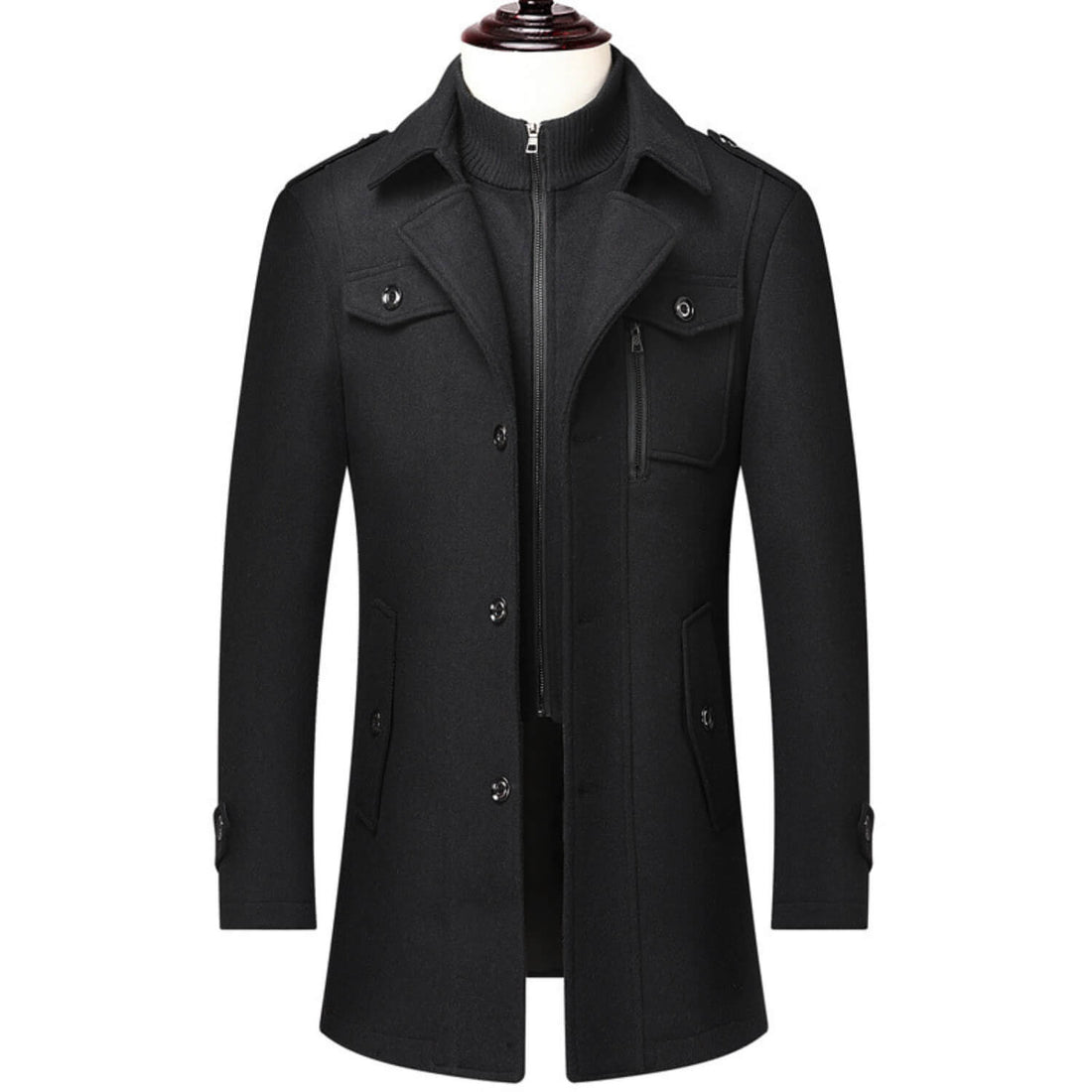 Coatway Winterjas van een wolmix, met dubbele kraag en klassieke Britse stijl