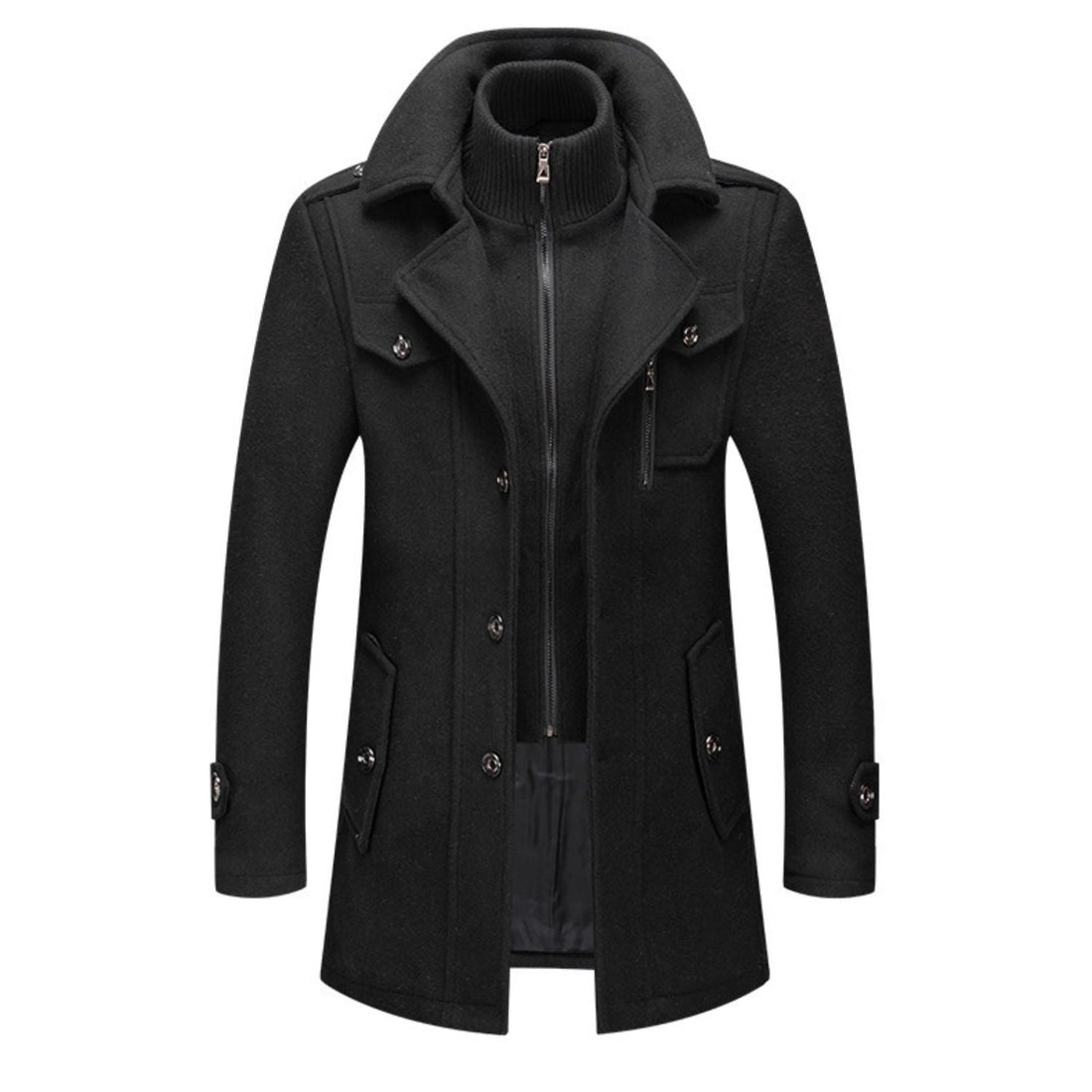 Coatway Winterjas van een wolmix, met dubbele kraag en klassieke Britse stijl