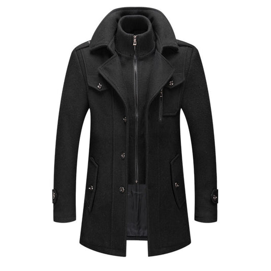 Coatway Winterjas van een wolmix, met dubbele kraag en klassieke Britse stijl