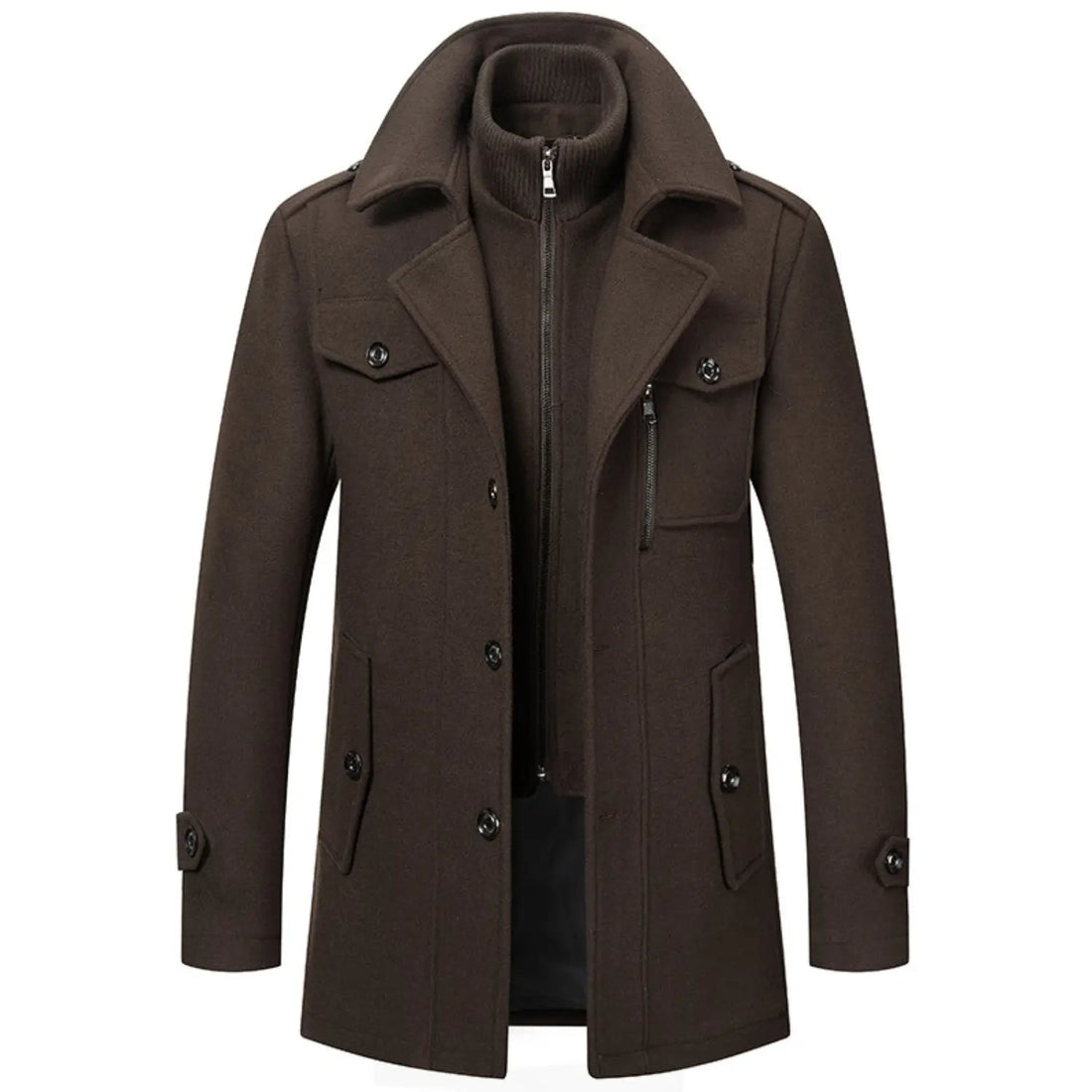Coatway Winterjas van een wolmix, met dubbele kraag en klassieke Britse stijl