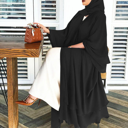 Open abaya jurk met hijab – luchtige damesjurk voor moslima, chiffon, losvallend