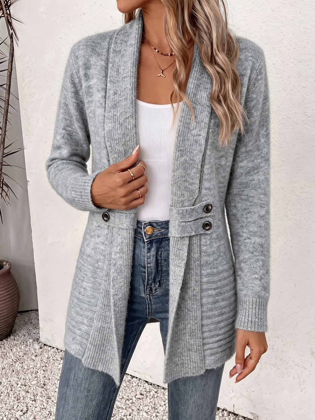 Marieke Elegante Dames Cardigan - Open Voorkant & Ingenaaide Taille