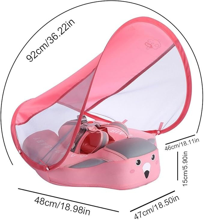 SplashPool Baby Zwemtrainer met Zonnescherm - Opblaasbare Zwemring (3–24 mnd)