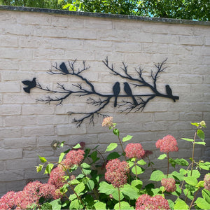 AviBranch – Metalen Muurdecoratie met Vogels op Tak – Moderne & Klassieke Wandkunst voor Woonkamer, Slaapkamer & Kantoor