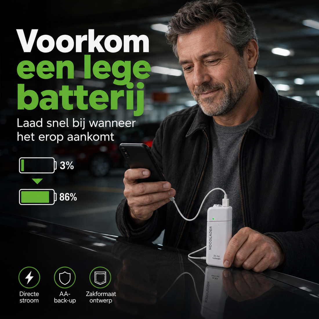 Emergo Nood-powerbank met oplader