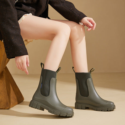 Dames Waterdichte Rubberen Laarzen – Antislip Zool, Ideaal voor Regenachtig Weer en Buitenactiviteiten