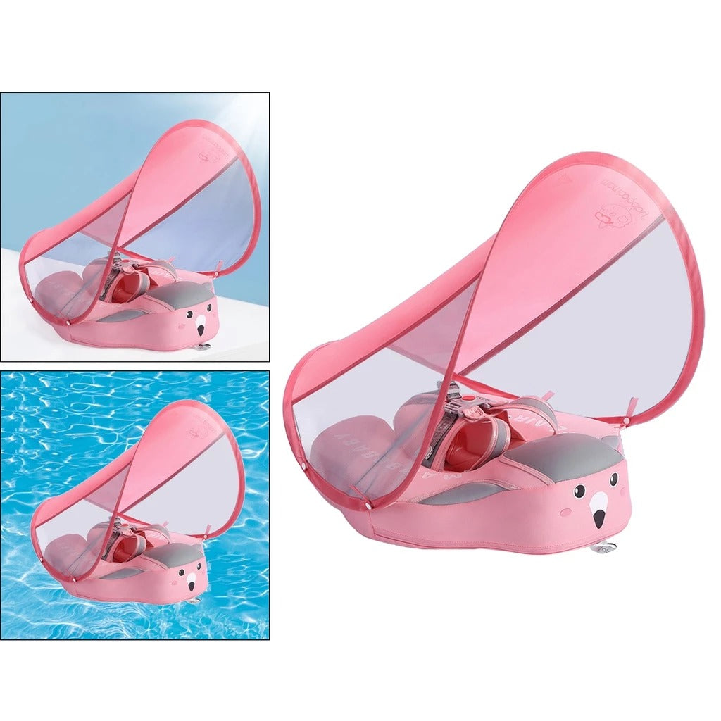 SplashPool Baby Zwemtrainer met Zonnescherm - Opblaasbare Zwemring (3–24 mnd)