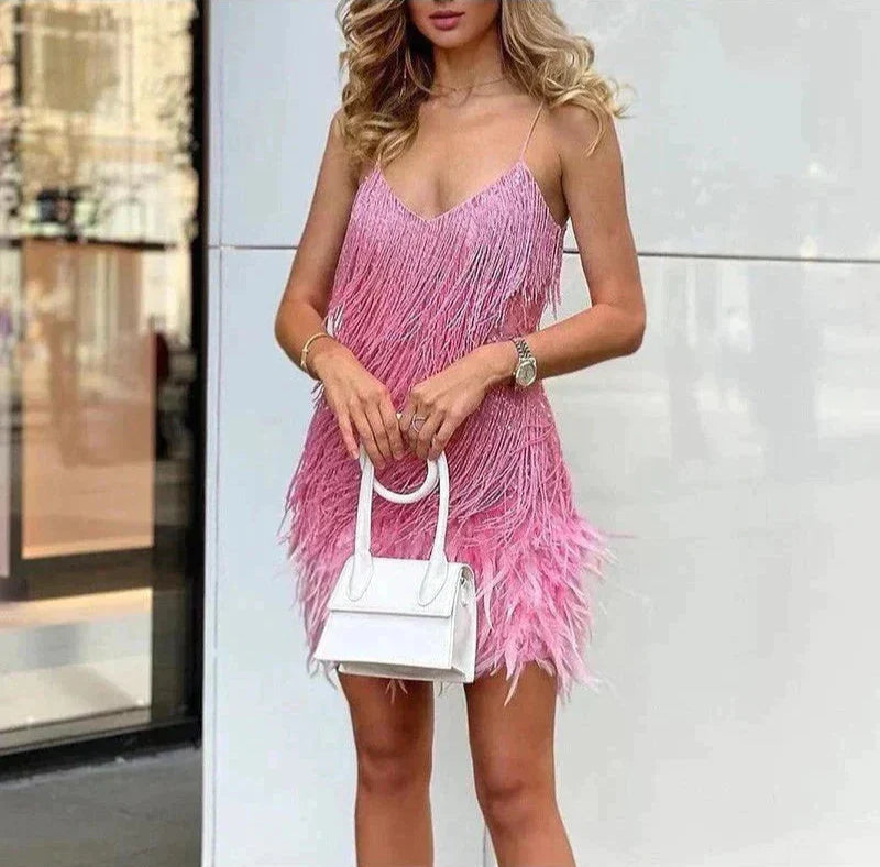 Plumelle – Luxe veren mini-jurk