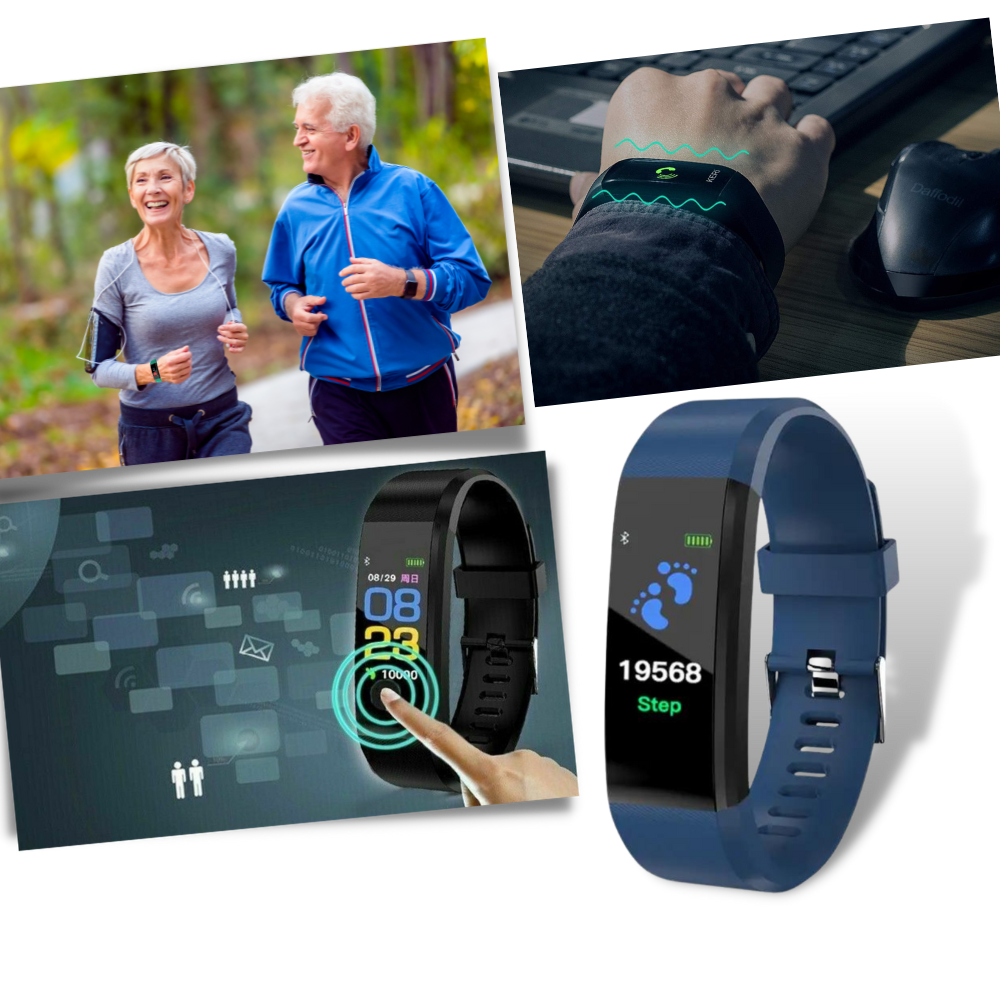 VitalBand | Senioren Smartwatch met Gezondheidsmonitor en Groot LED-Scherm voor Ouderen