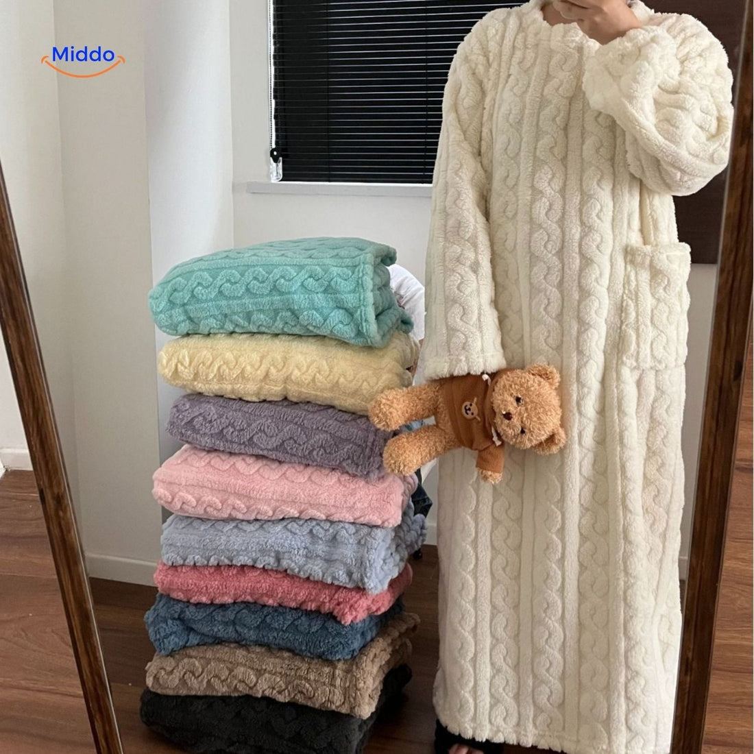Fuzzyrobe Dekenjurk van zachte fleece, met zakken en heerlijk warm voor de winter