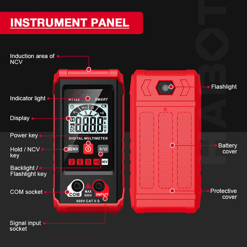 Digivolt Digitale Multimeter 600 V AC/DC, Automatische Meting, Hoge Precisie en Brandbeveiliging
