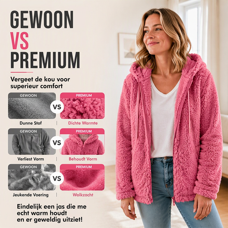 Natasja Dames Hoodie met Rits en Zachte Pluizige Stof