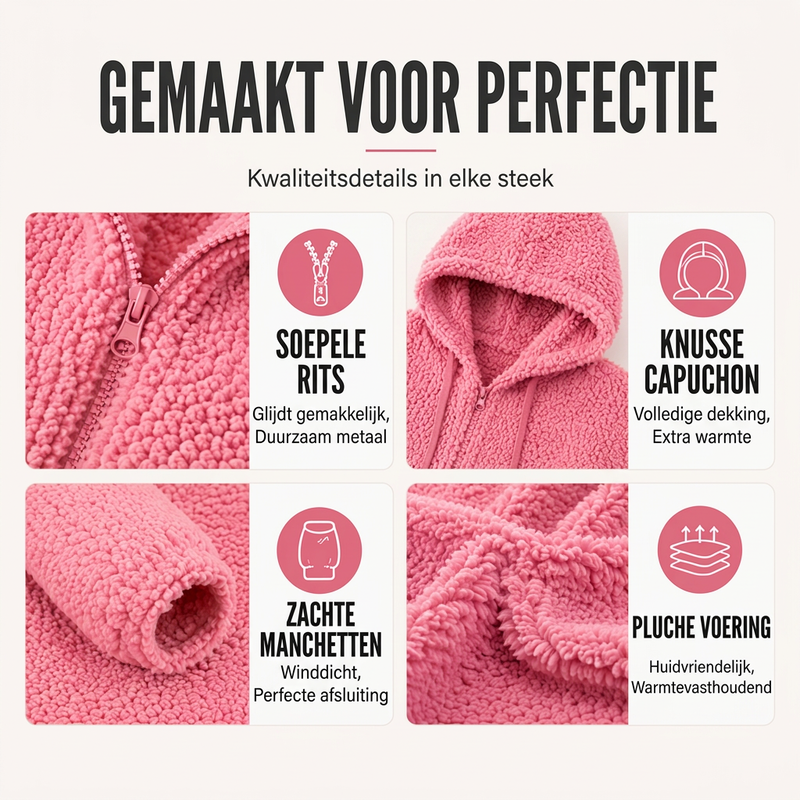 Natasja Dames Hoodie met Rits en Zachte Pluizige Stof