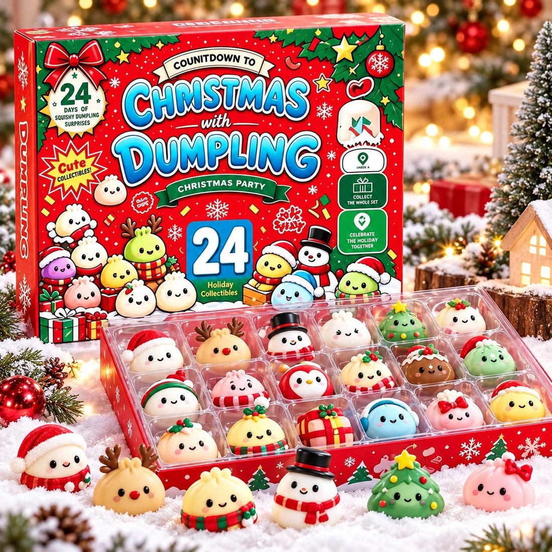 Snoobies Squishies Adventskalender - 24 Kerst Squishies In 3 Varianten